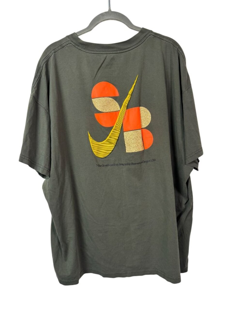 Nike SB Loose Fit Olive Green Skateboarding Graphic Tee Men sz XXL Short sleeve